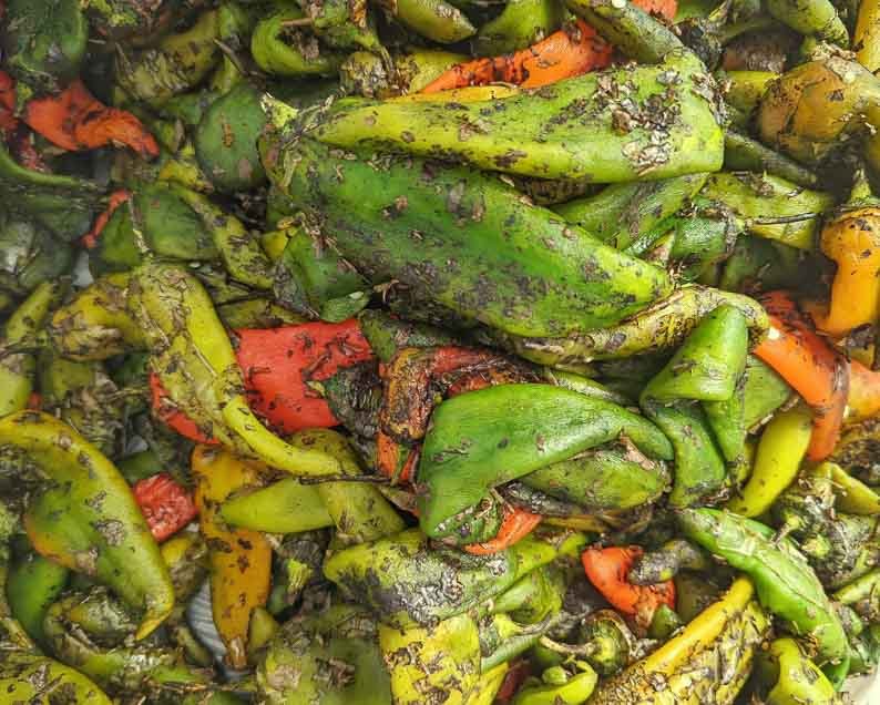 a bunch of delicious roasted Hatch chiles