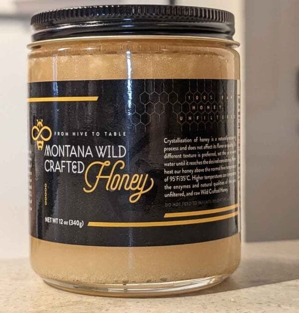 a 12 ounce jar of Montana wild raw honey