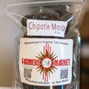 a bag of Mexican chipotle morita from Farmers Chile Market