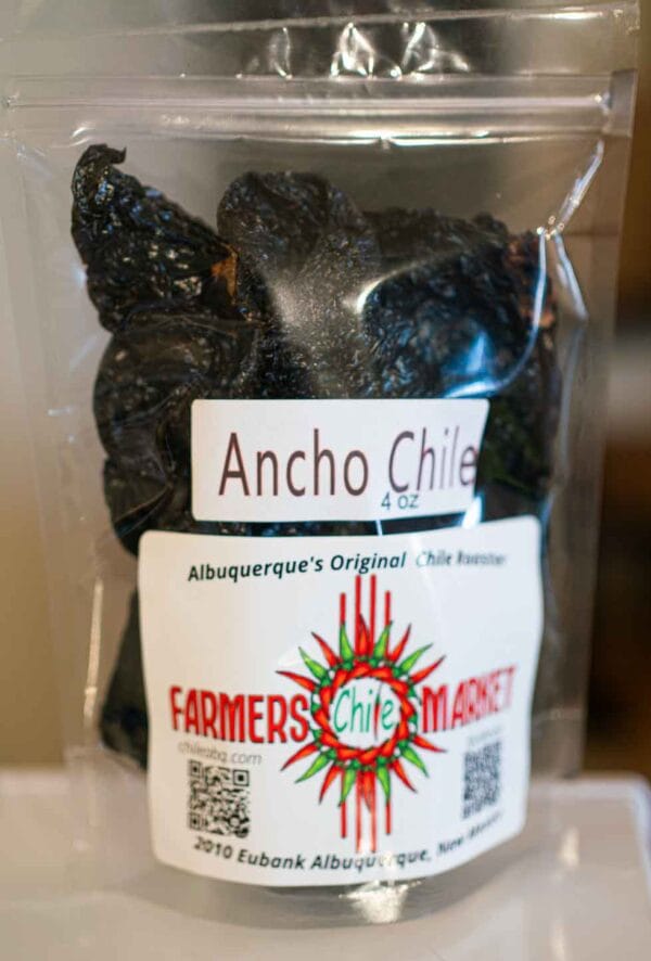 a small bag of dried Mexican ancho chile peppers