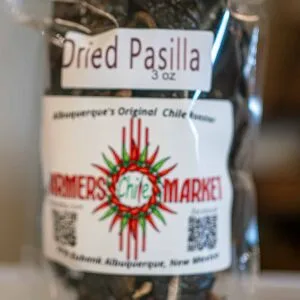 a bag full of dried Mexican pasilla chile