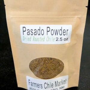 a bag of chile pasado powder, which is dried roasted Hatch chile