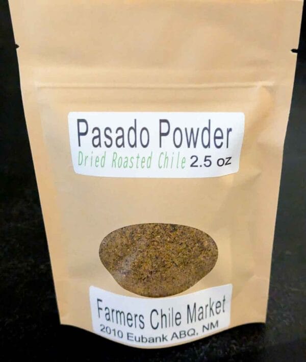 a bag of chile pasado powder, which is dried roasted Hatch chile